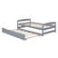 Lit plateforme simple avec lit gigogne escamotable, structure en bois de pin massif, tête et pied de lit, sans sommier, peu encombrant