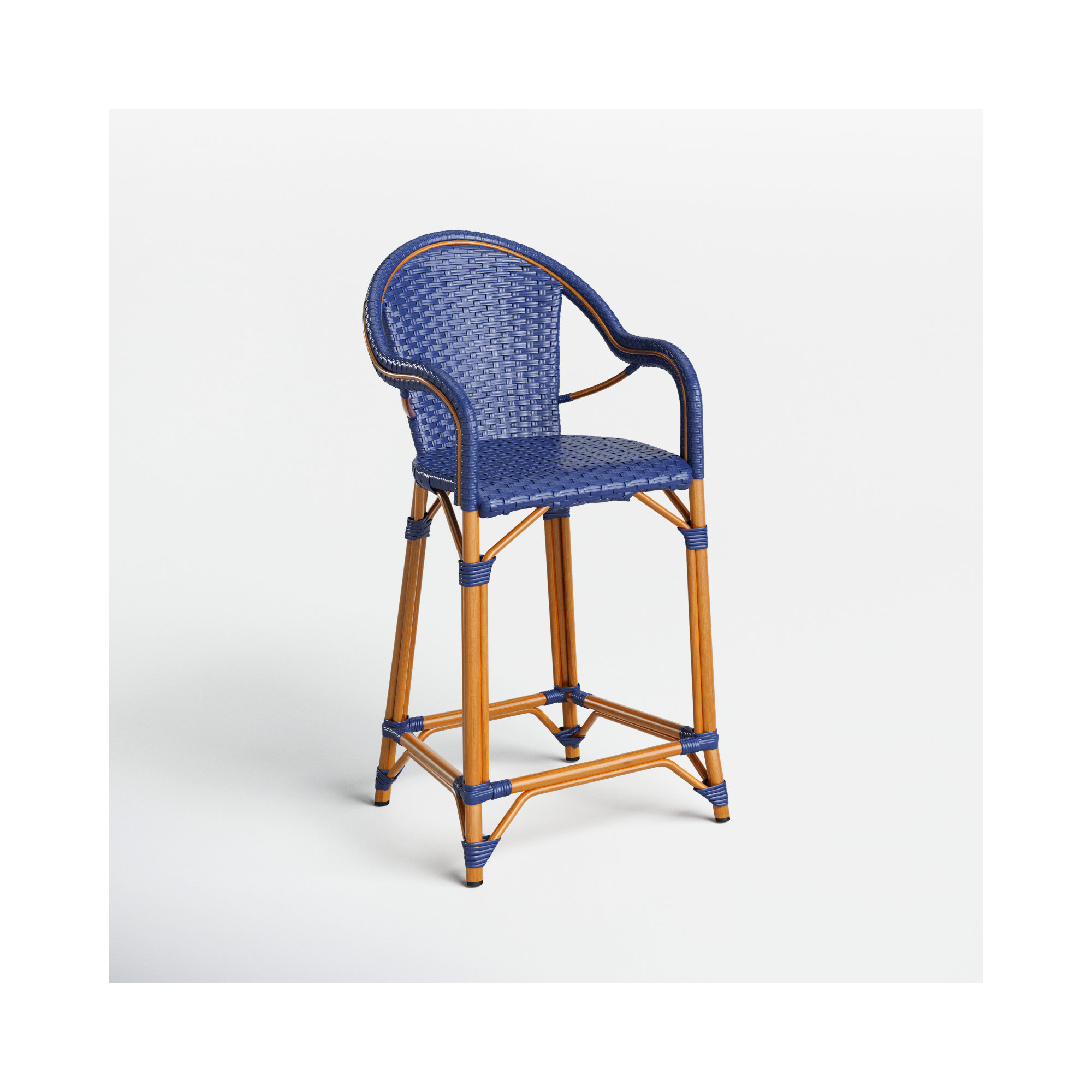 Popplewell 42.5'' Outdoor Bar Stool, Navy