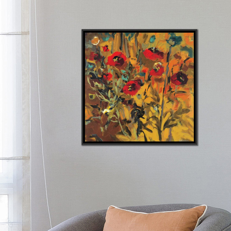 « wild pops », reproduction sur toile, H 18 po x l 18 po x P 1,5 po, Toile avec cadre noir