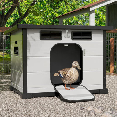 Duck Coop for Outside, Weatherproof Duck House with Easy-Clean Design & Ventilation – Plastic Night Shelter for Backyard Ducks (2–3 Ducks)