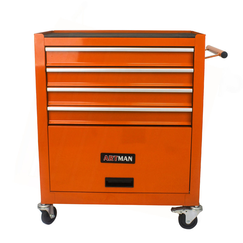 Chariot à outils multifonctionnel avec 4 roulettes, Orange