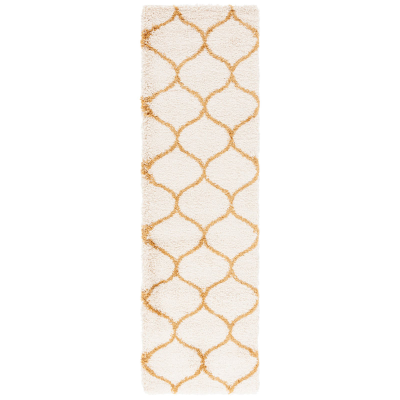 Subrahmanyam Performance Geometric Rug, Runner 2'3" x 8', Gold/Ivory