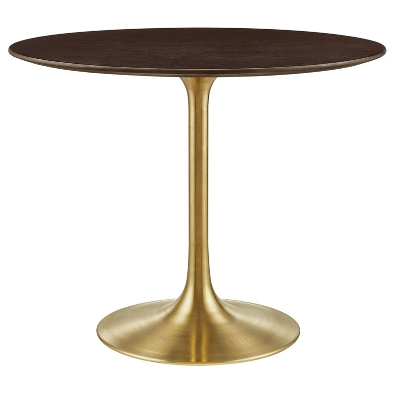 Lippa Dining Table by Modway, 35.5" L x 35.5" W, Gold, Cherry Walnut