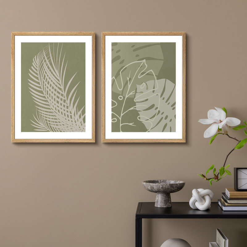"Green Monstera", feuille de palmier vert, Naturel / naturel, H 16 po x l 12 po