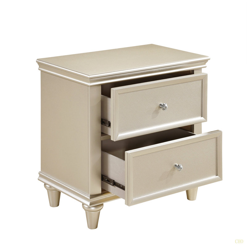 Table de chevet 1Pc avec façades de tiroir texturées