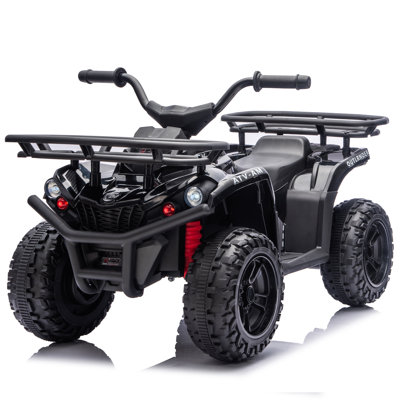 Kids Electric Ride-On ATV With Off-Road Wheels, Anti-Slip Tires, Storage Racks, LED Headlights & Bluetooth For Ages 3-5