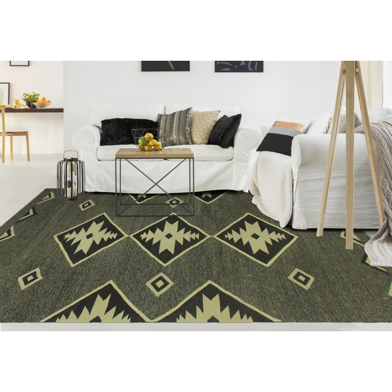 Tapis gris anthracite en laine noué à la main de conception unique 8 pi 4 po x 11 pi 6 po Alverson