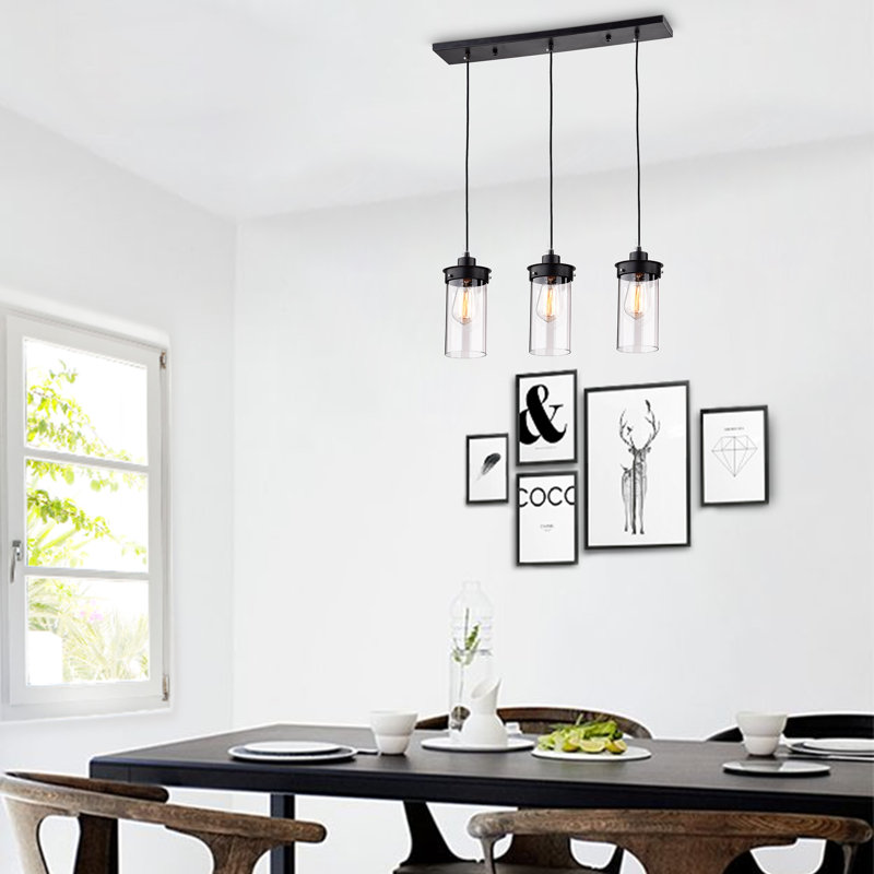 Grasston 3 - Light Black/Brown/Yellow Kitchen Island Pendant