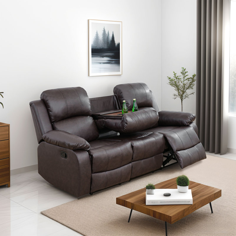 Hirohide Living Room Recliner Sofa, Brown