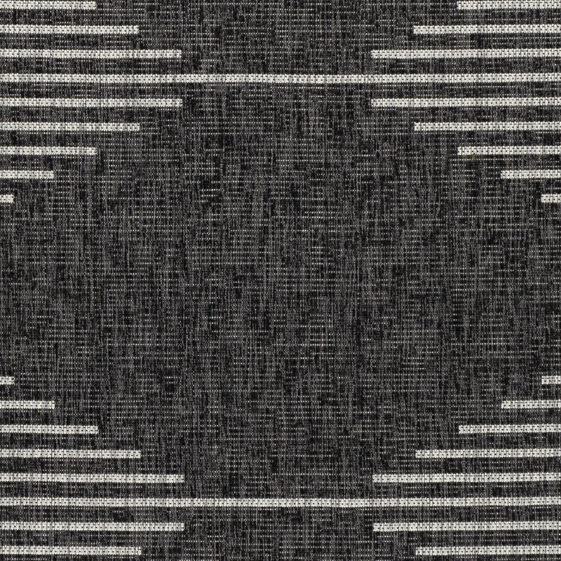 Abdulazeez Irielle Geometric Black Indoor/Outdoor Area Rug, Round 7'10"