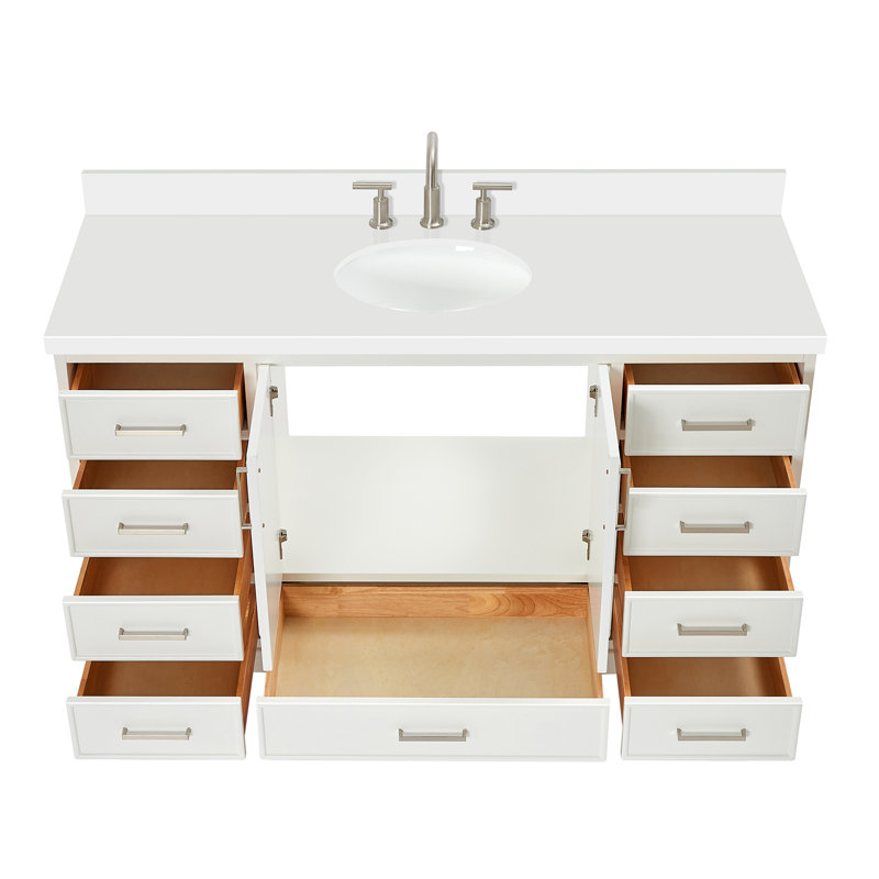 Meuble-lavabo simple avec plateau Abshire 61, Blanc
