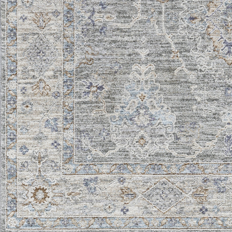 Tapis oriental gris foncé Mathewson, Rectangle 6 pi 7 po x 9 pi 6 po