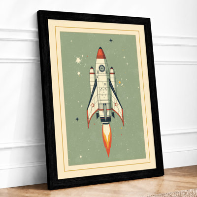 Vintage Rocket Launch Retro - Framed Print
