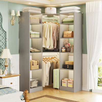 Système d'organisation 39 po x 39 po avec 12 tablettes et 2 tringles de suspension