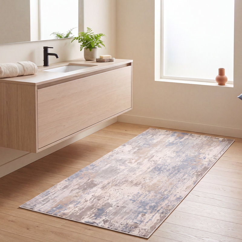 Tapis Dune moderne vieilli uni bleu-gris-beige, lavable en machine, antidérapant, à poils courts, pour intérieur et extérieur, adapté aux animaux domestiques, idéal pour le salon, la chambre, la salle à manger, l'entrée, le corridor ou le bureau.