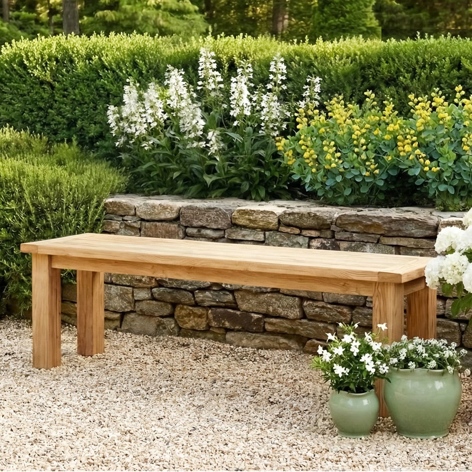 Bedwell Teak Picnic Bench, 17.7" H x 51.2" W x 15.7" D