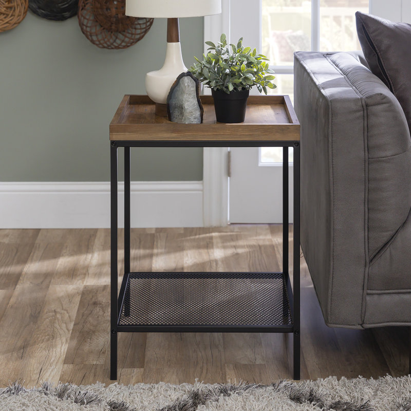 Raasch Tray Top End Table, Grey, Rustic Oak