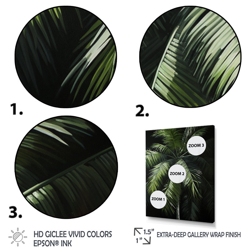 «Albali Green Minimalims Palm Trees» sur toile, H 20 po x l 12 po x P 1 po, Cadre photo argenté