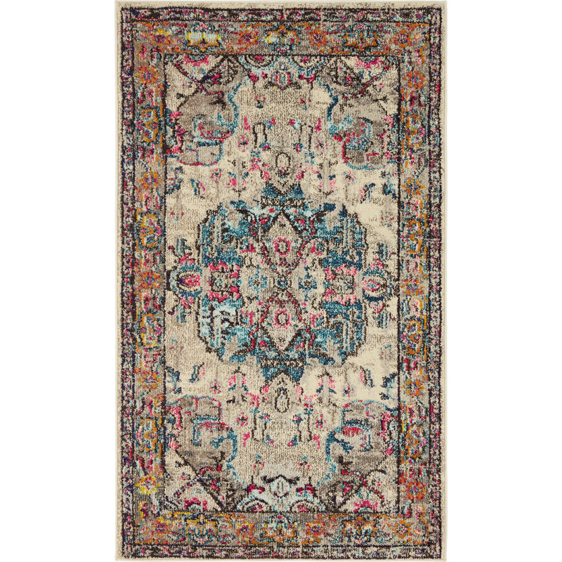 Eddins Washable Oriental Indoor Rug, Rectangle 3'3" x 5'3"