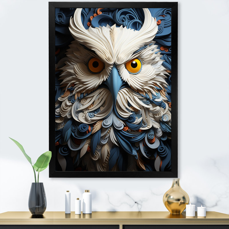 Owl Eyes In The Shadows sur impression sur toile, Cadre noir, H 32 po x l 16 po x P 1 po