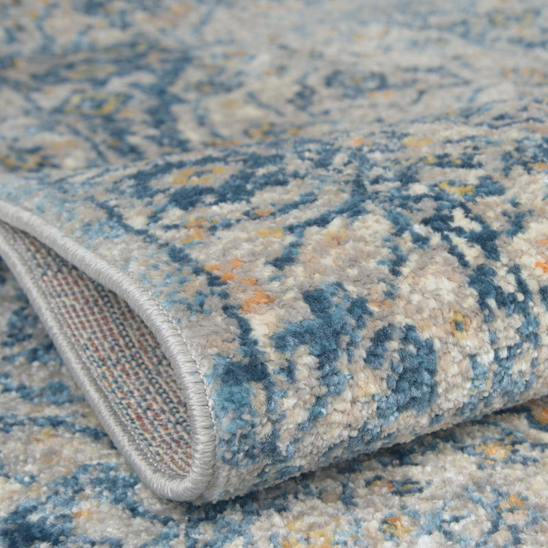 Tapis oriental beige / bleu / jaune Gause, Rectangle 9 pi x 12 pi