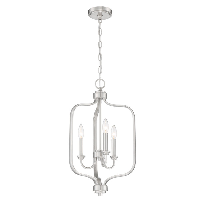Nusbaum 3 - Light Dimmable Square / Rectangle Chandelier, Brushed Polished Nickel
