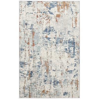 Addie Abstract Modern Machine Woven Area Rug in Beige/Gray