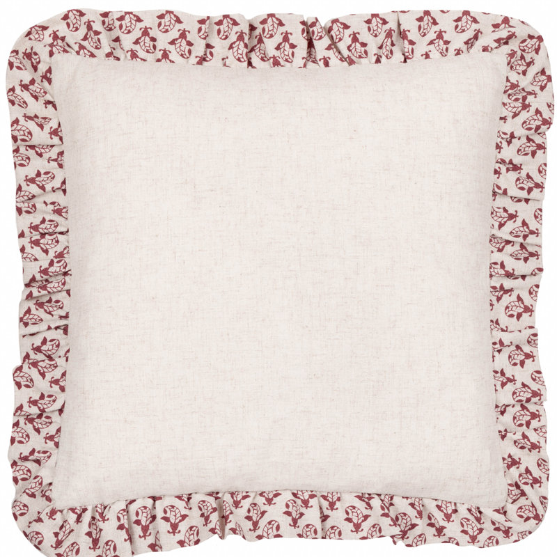 Floral Square Pillow Cover, Red