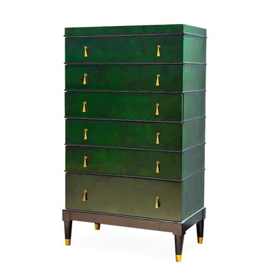 Vintage Distressed Green Dresser, Gold Accents