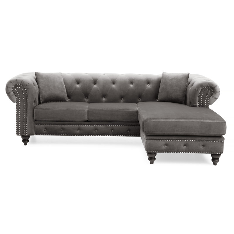 Mobilier avec méridienne, canapé rembourré, Dark Gray