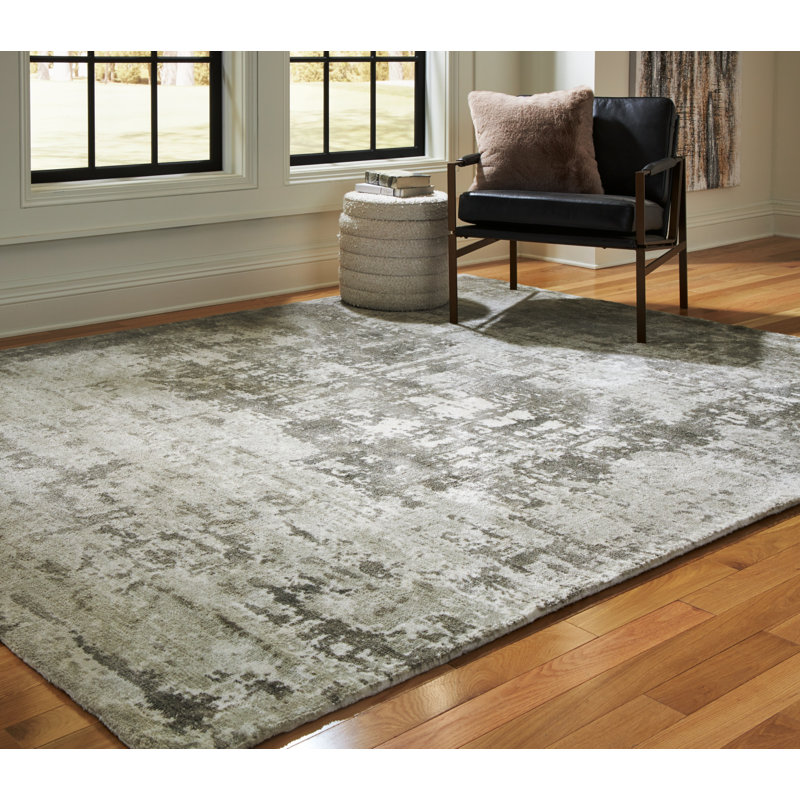 Valmontic Gray and Ivory Abstract 8' x 10' Reversible Rug