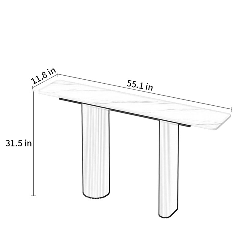 Console Table, White, 31.5" H x 55.1" W x 11.8" D