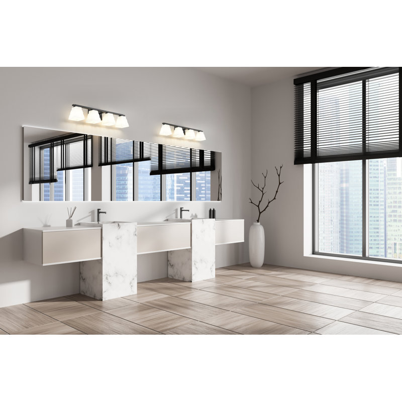 Ensemble de meuble-lavabo 4 lumières Teyona, Matte Black