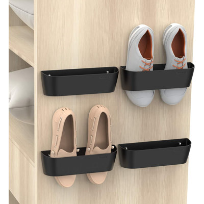 Wall Mounted Shoe Rack 4-pack Black