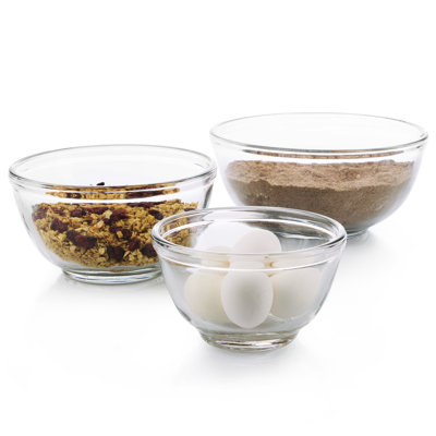 Libbey Baker's Basics 3 Piece Glass Mixing Bowl Set, Multi-Size