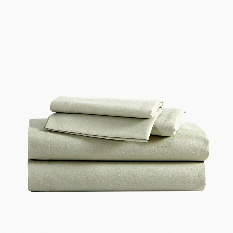 SoftCozy Green Flannel Bedding Set - Full Size Sheets, Brushed Cotton for Extra Softness, Cozy Home Decor, Top Quality Full Size Bed Sheets