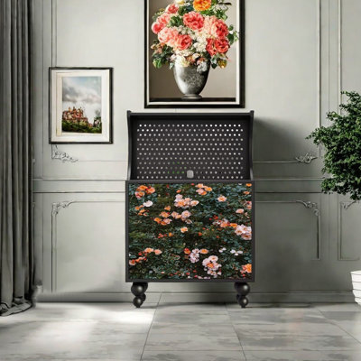Grande armoire décorative à motif floral de grande capacité