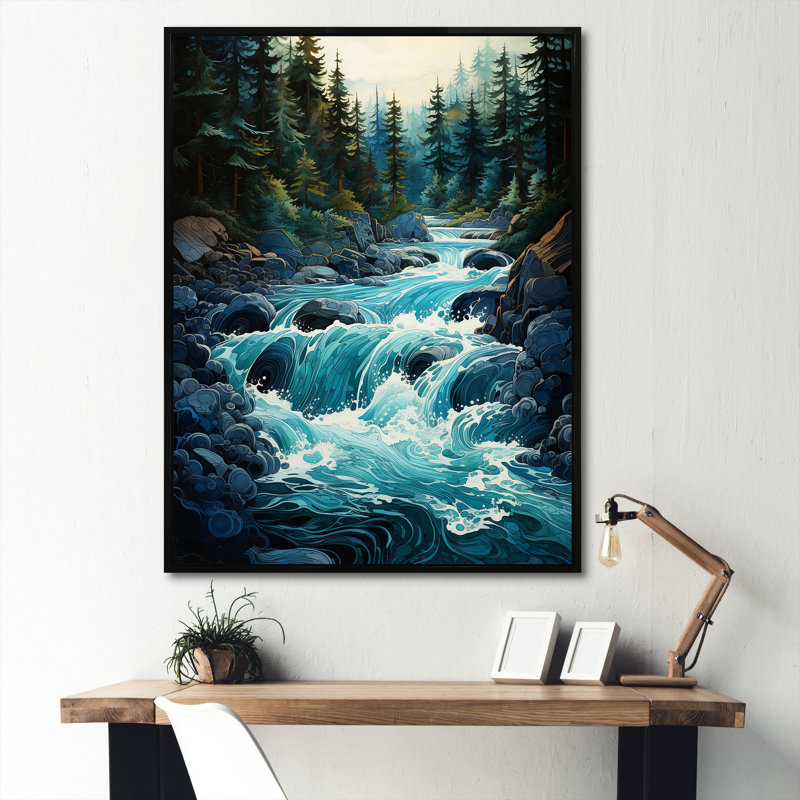 River Reverie sur toile, Cadre flottant noir, 40" H x 30" W