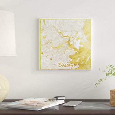 " Boston Gold Leaf Urban Blueprint Map " by Hubert Roguski