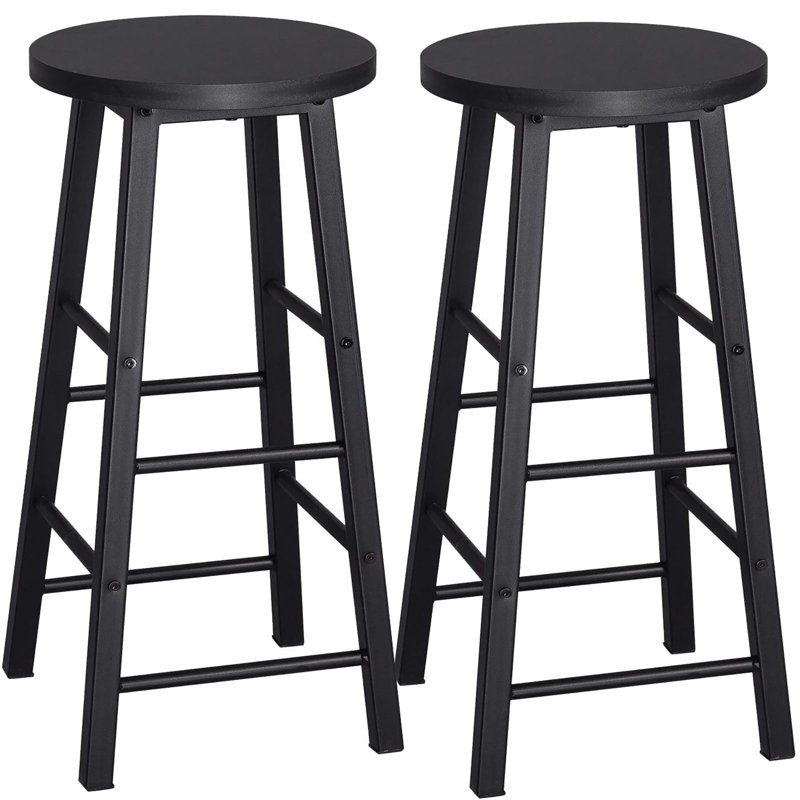 Counter Stool with Metal Frame, Black Seat/Black Frame