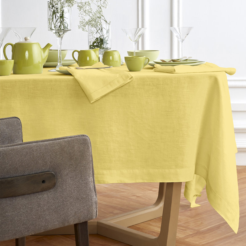 Sonoma - 100% Pure Linen Tablecloth (Prewashed), Yellow, 70" Square