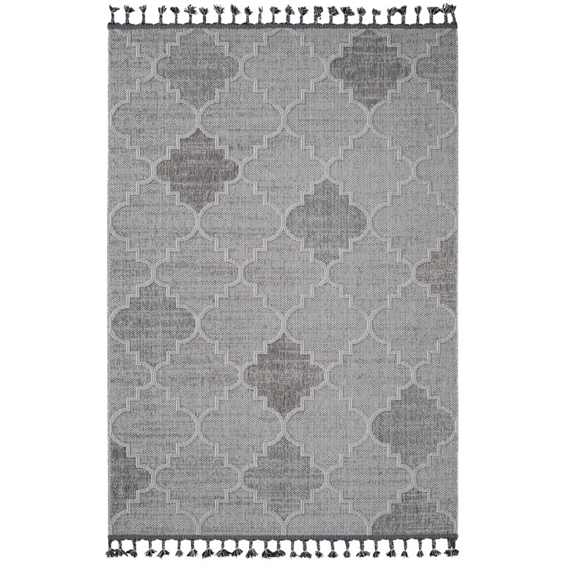 5X7 White/Grey Trellis Area Rug - Indoor And Outdoor Use. Stain , Non-Shedding. Pet-. For Living Room, Dining Bedroom, Entryway, Nursery, Dorm, Study, Home Office, Kitchen. Stress- Cleaning, 0.29"