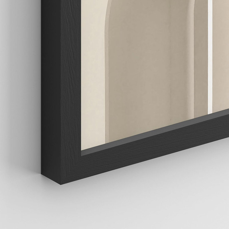 Mid-Century neutre, impression encadrée 4 pièces, Cadre noir, H 10 po x l 8 po x P 1 po