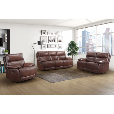 Ensemble 3 pièces: canapé inclinable, causeuse et fauteuil inclinable oscillant