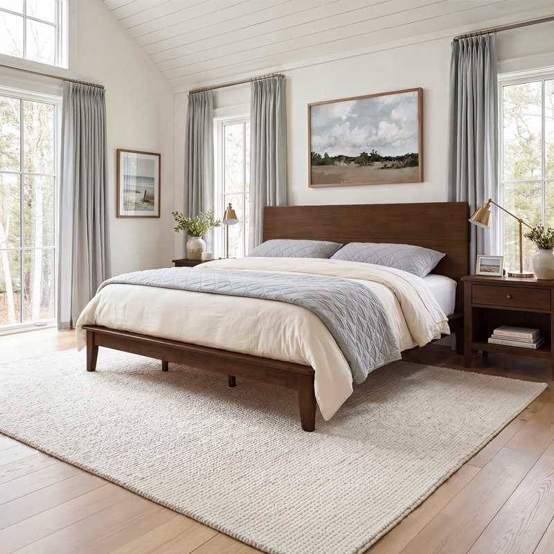 Lit moderne en bois massif, King, Dark Walnut