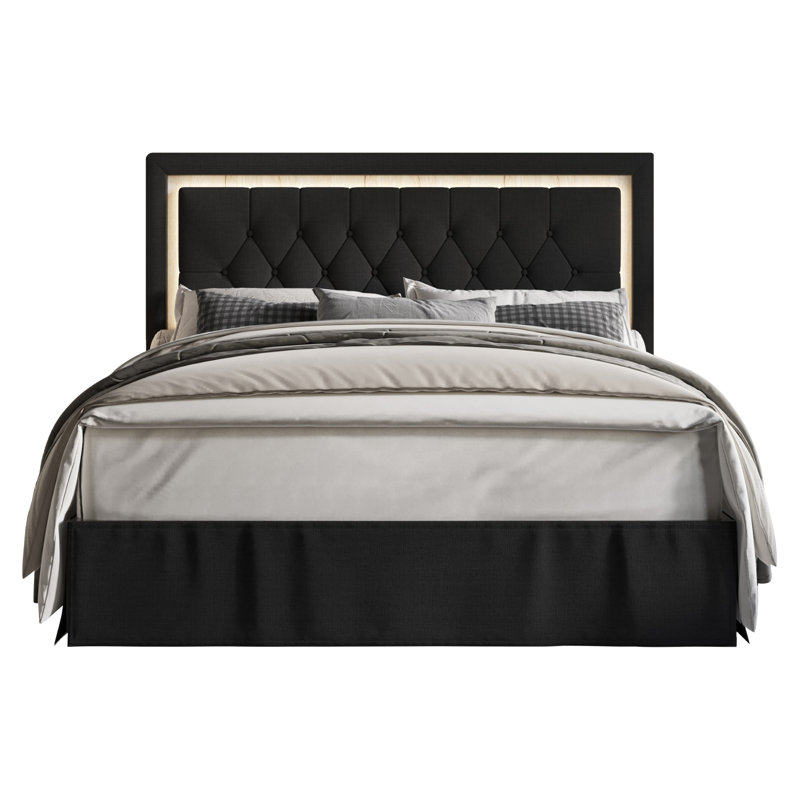 Epworth Upholstered Platform Bed, Black, King