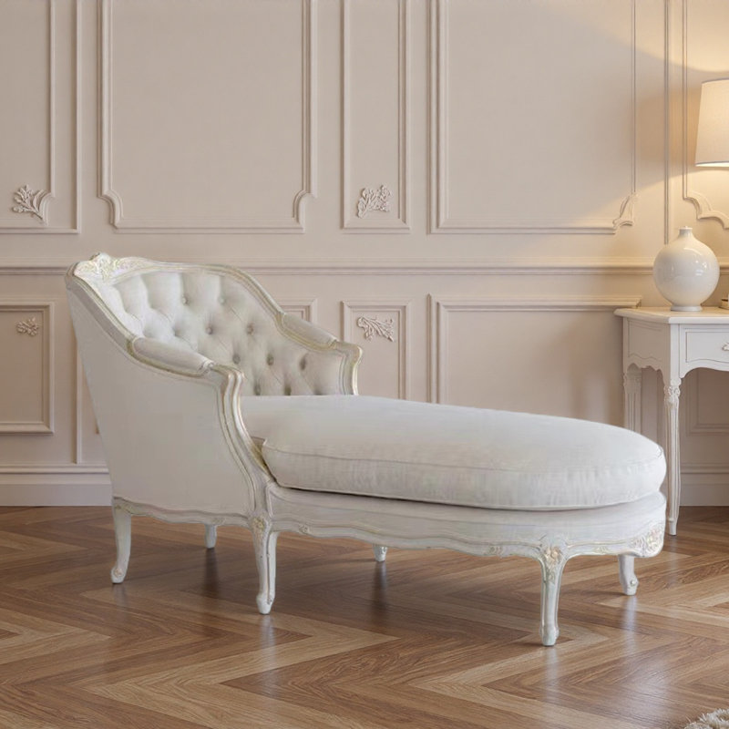 Fauteuil inclinable vintage en bois massif avec fauteuil sculpté à boucle antique, Blanc