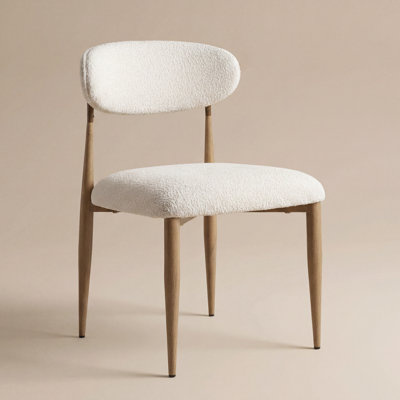 Modern Upholstered Dining Chair with Curved Back and Metal Legs （set of 2）