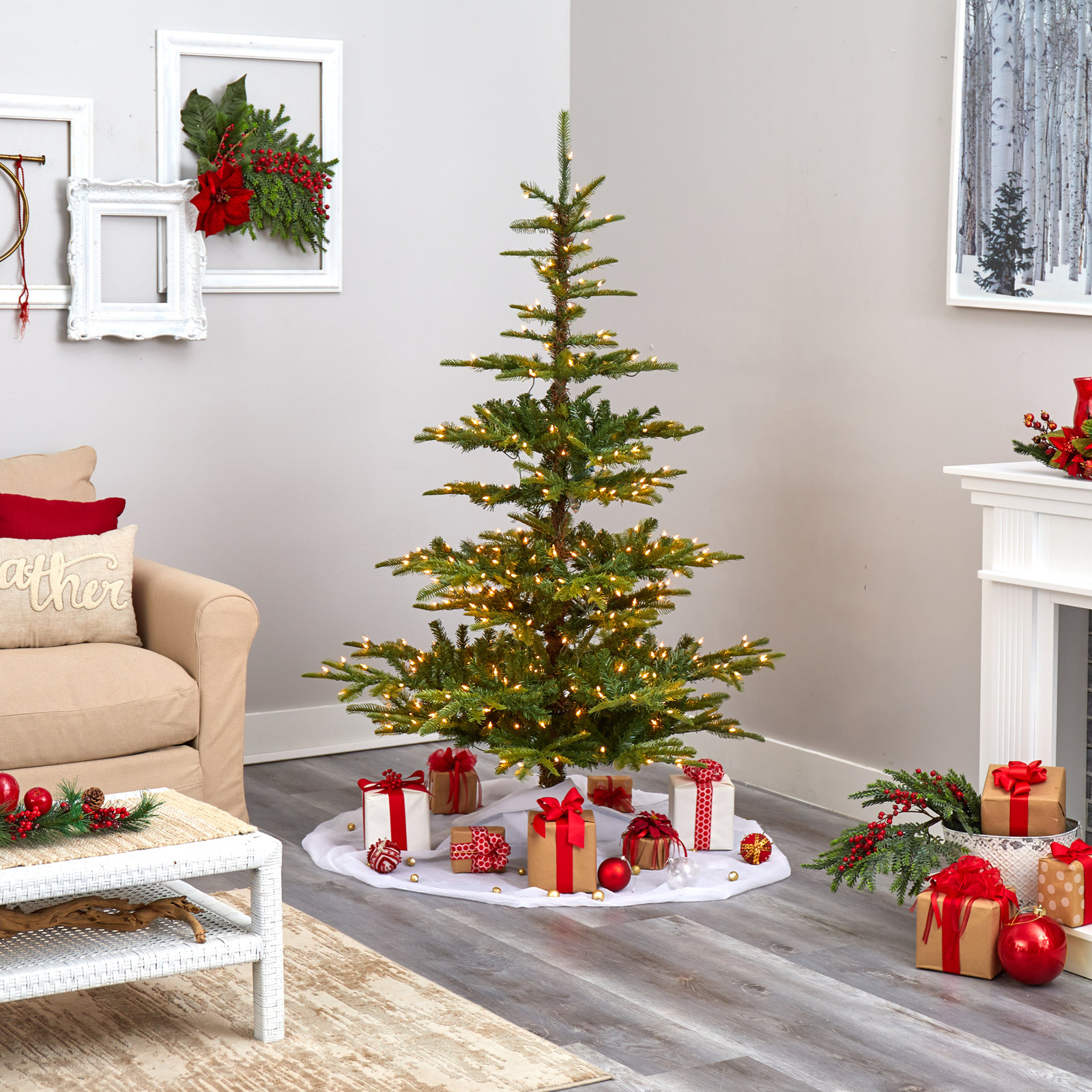 Lighted Artificial Christmas Tree, 6' H