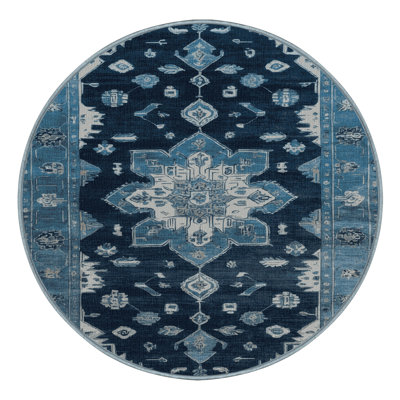 Machine Washable Overdyed Blue Area Rug